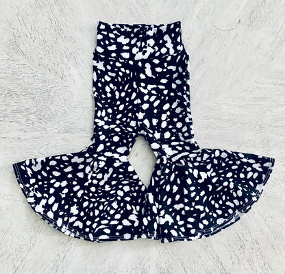 Bell Bottoms | Girls Retro Flare Pants | Black and White Print