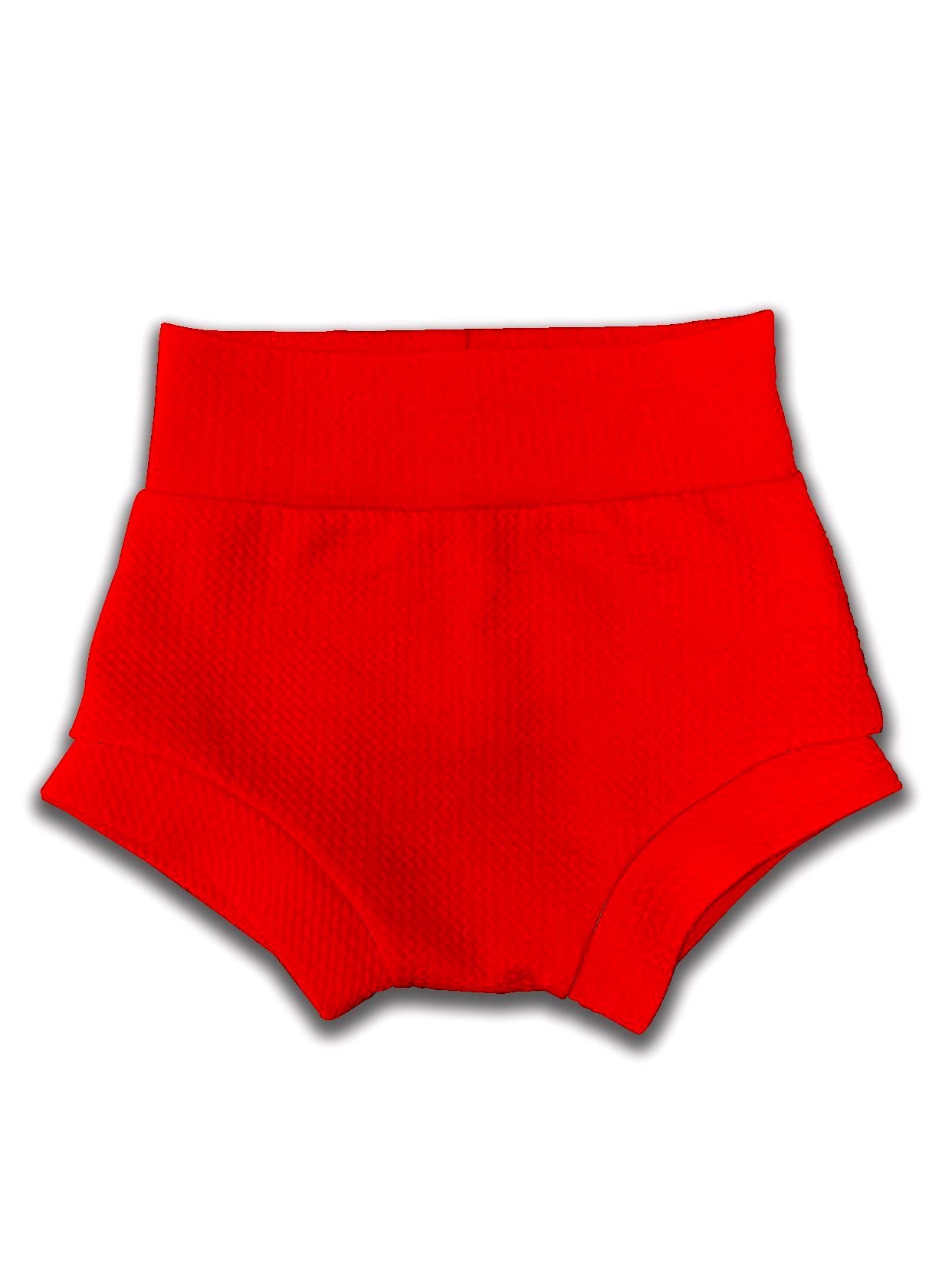 Red High Waisted Baby Bummies | Diaper Cover, Bloomer