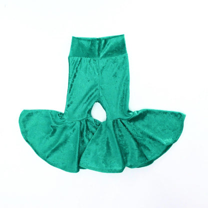 Girl Bell Bottoms | Velvet Retro Flare Pants