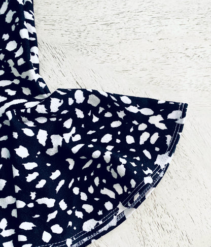 Bell Bottoms | Girls Retro Flare Pants | Black and White Print