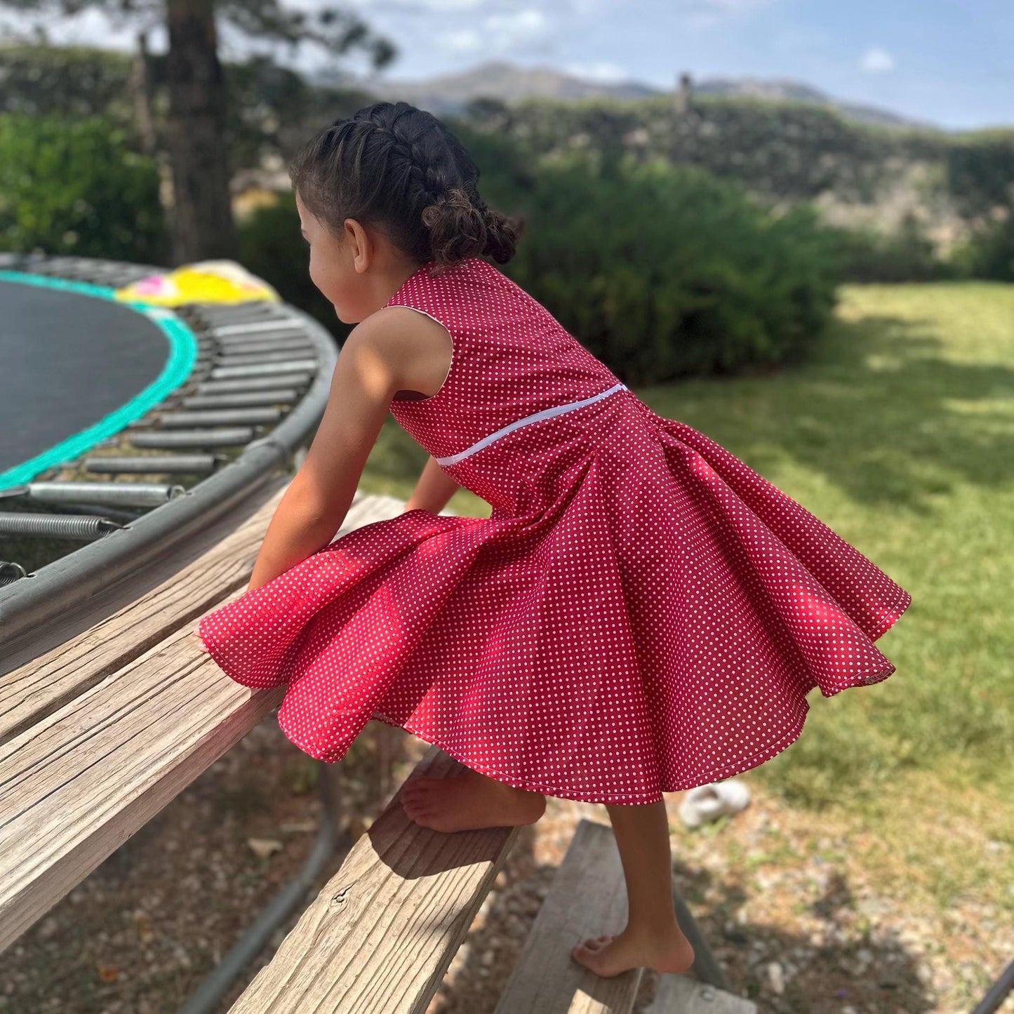 Girls Twirl Dress | Sleeveless, Red Polka Dot