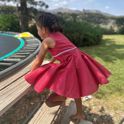 Girls Twirl Dress | Sleeveless, Red Polka Dot