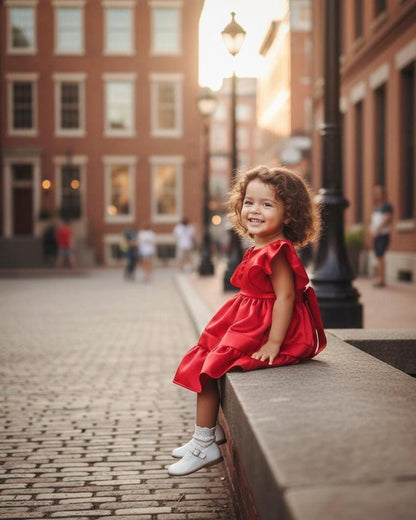 Flower Girl Dress - Satin Party Gown - Handmade Ruffle Girls Boutique Dress