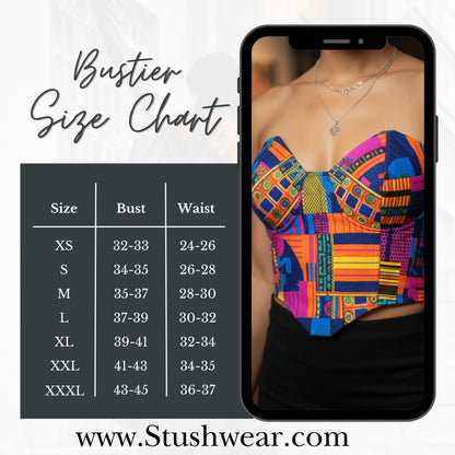 Kente Print Corset Top | Handmade African Bustier, Festival Outfit