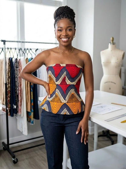 Handmade African Print Peplum Corset Top | Strapless Party Blouse