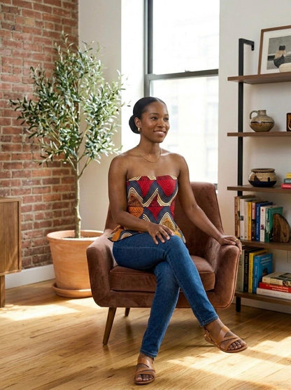 Handmade African Print Peplum Corset Top | Strapless Party Blouse