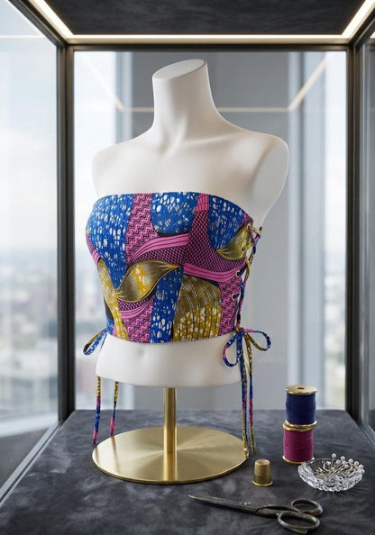 Handmade Ankara Print Lace-Up Corset Top | Strapless | Tube Top | Bustier Bodice