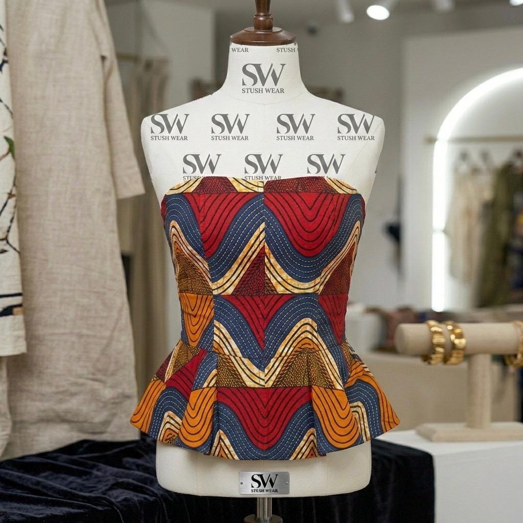 Handmade African Print Peplum Corset Top | Strapless Party Blouse