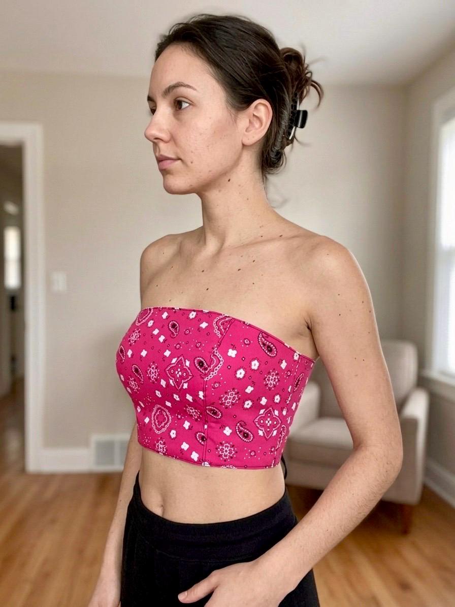 Handmade Bandana Print Bustier Top, Lace-Up Back Corset Crop, Festival Outfit