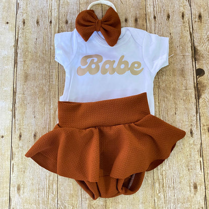 Chocolate Brown Baby Girl Skirted Bummies